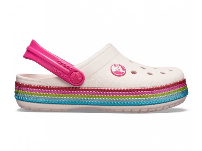 Kids' Crocband™ Sequin Band Clog Кроксы детские радуга Сабо Crocs, фото 3