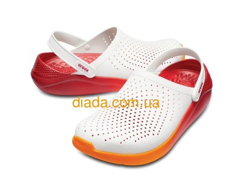 Кроксы мужские белые с красно-оранжевым Crocs LiteRide Graphic Clog оригинальные Сабо Crocs, фото 3
