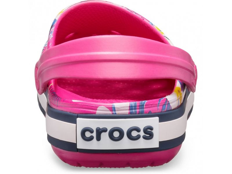 Кроксы женские сабо малиновые с цветами Crocs Crocband Seasonal Graphic Clog - Candy PinkFloral, фото 3
