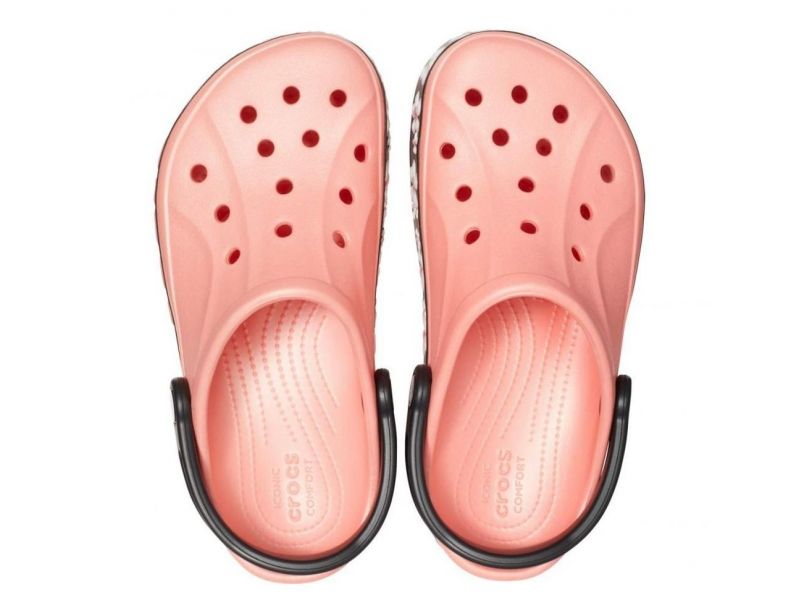 Крокс женские Bayaband Graphic II Clog Melon/Floral коралловые c цветами, фото 3