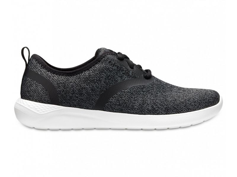 Кроссовки Crocs Men’s LiteRide™ Mesh Lace Черные с белым, тканевые, фото 3