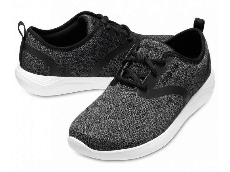 Кроссовки Crocs Men’s LiteRide™ Mesh Lace Черные с белым, тканевые, фото 2