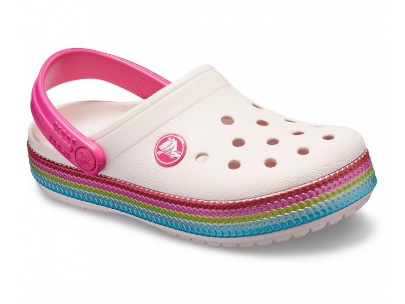 Kids' Crocband™ Sequin Band Clog Кроксы детские радуга Сабо Crocs, фото 2