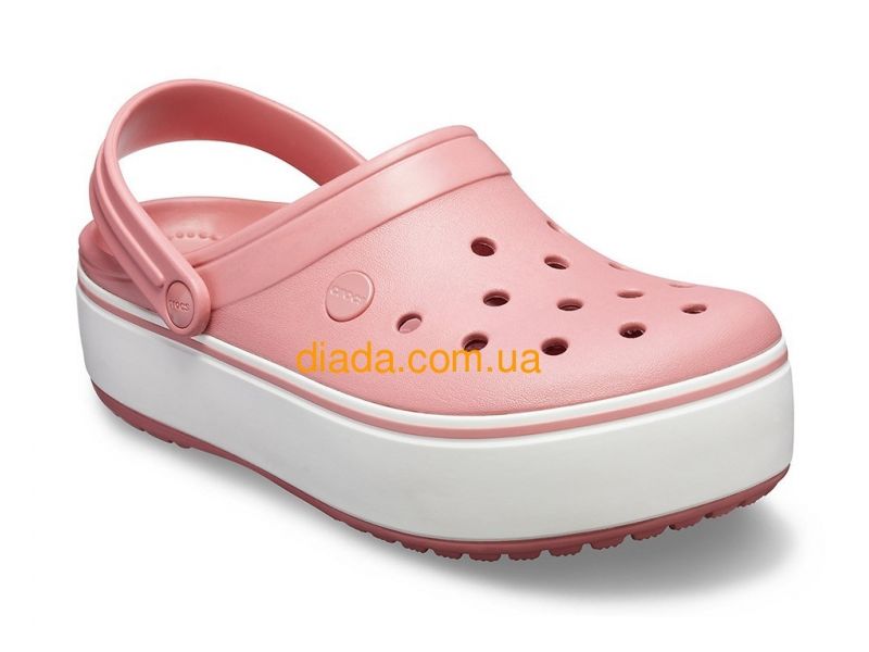 Кроксы женские пудровые с белой платформой Сабо Crocs Crocband Platform Clog, фото 1