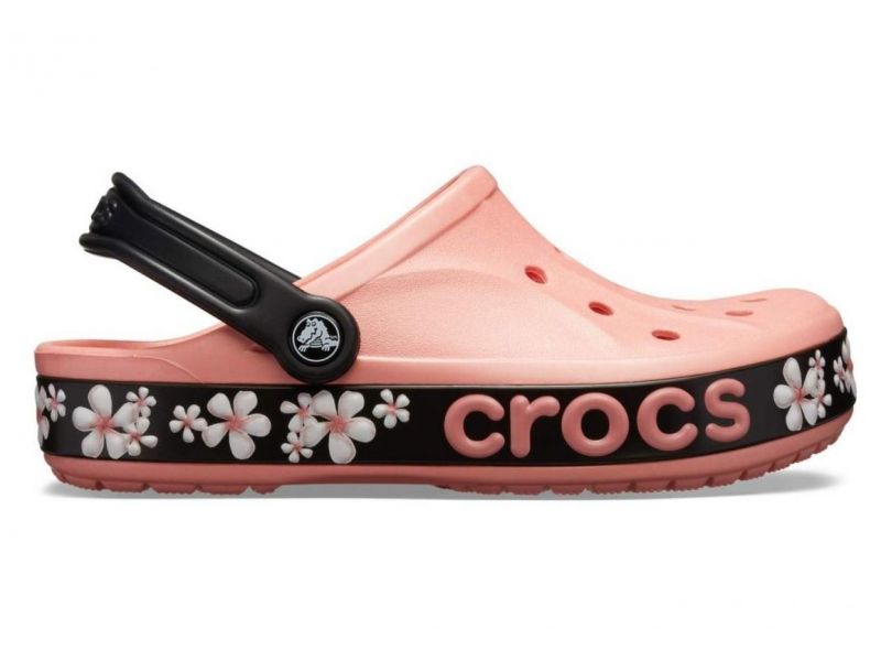 Крокс женские Bayaband Graphic II Clog Melon/Floral коралловые c цветами, фото 2