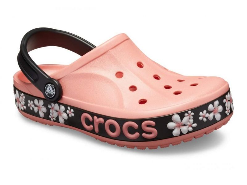 Крокс женские Bayaband Graphic II Clog Melon/Floral коралловые c цветами, фото 5