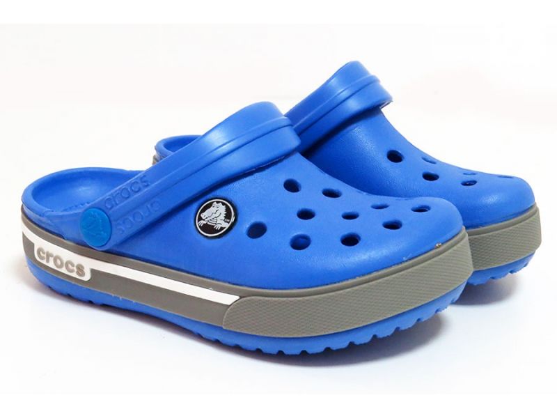 Кроксы детские синие с серым оригинальные Сабо Crocs, фото 1