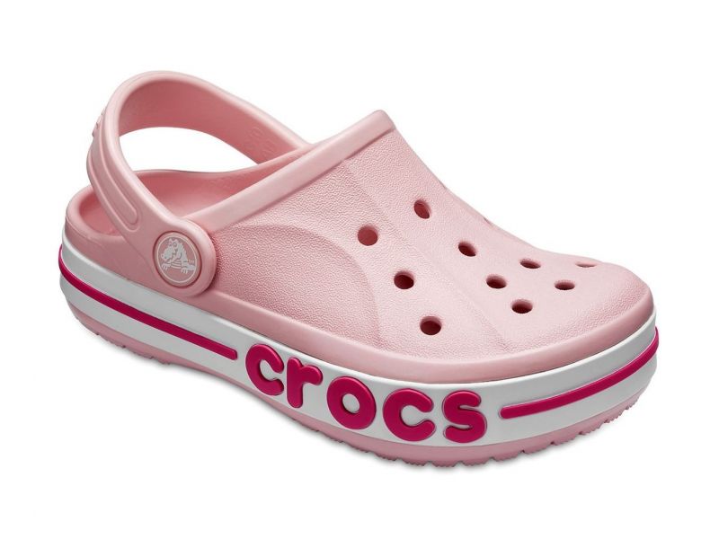 Crocs Kids Bayaband Clog — детские розовые сабо сбоку, оригинал