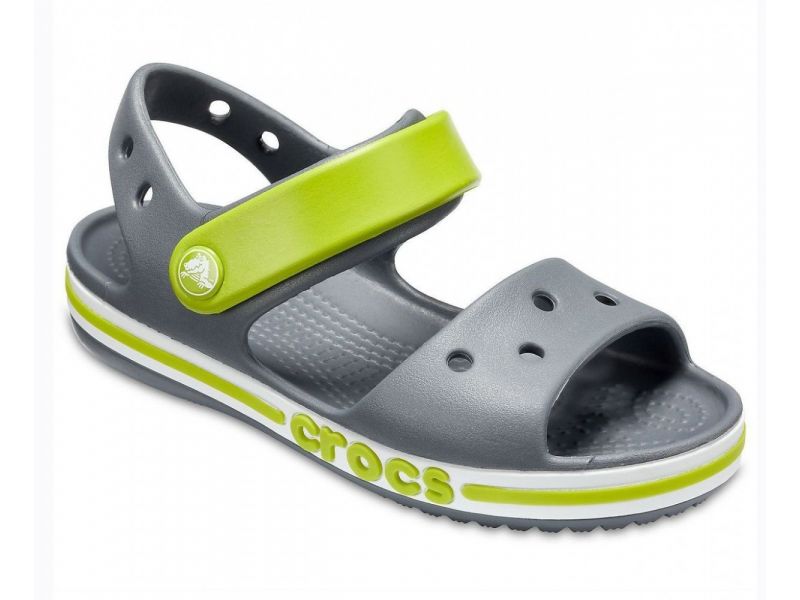 Детские Сандалии Crocs Bayaband Sandal Kids Charcoal / Серые Кроксы Сандалии, фото 5