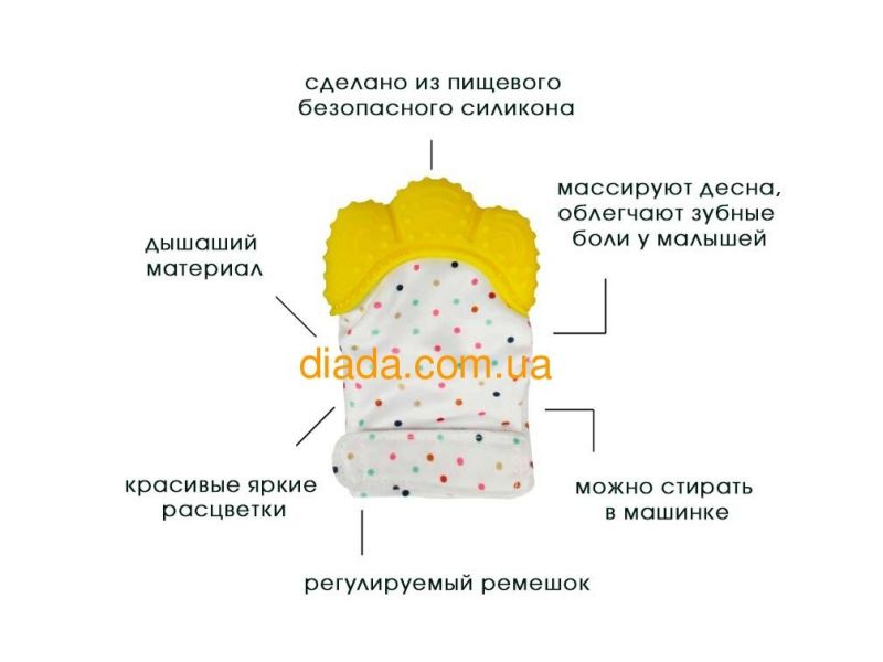 Детский прорезыватель для зубов, грызунок желтая Лапка, фото 3