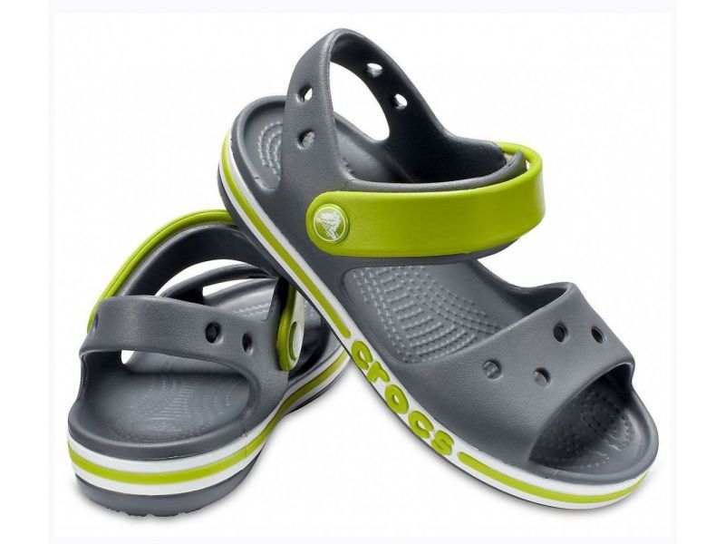Детские Сандалии Crocs Bayaband Sandal Kids Charcoal / Серые Кроксы Сандалии, фото 2