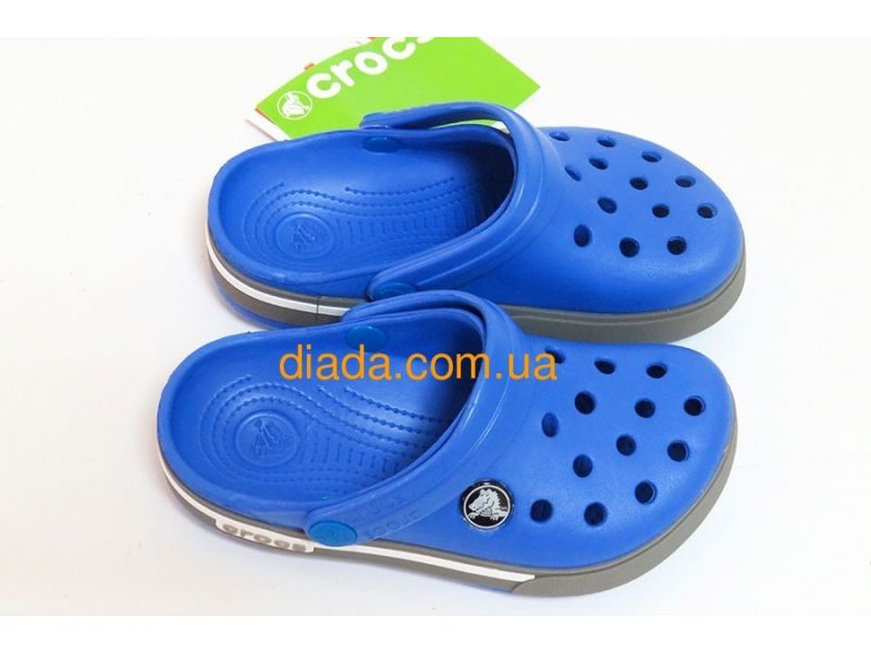 Кроксы детские синие с серым оригинальные Сабо Crocs, фото 2