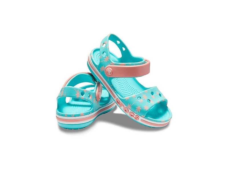 Детские Сандалии Crocs Bayaband Seasonal Graphic Sandal Blue Palms / Голубые с Пальмами, фото 3