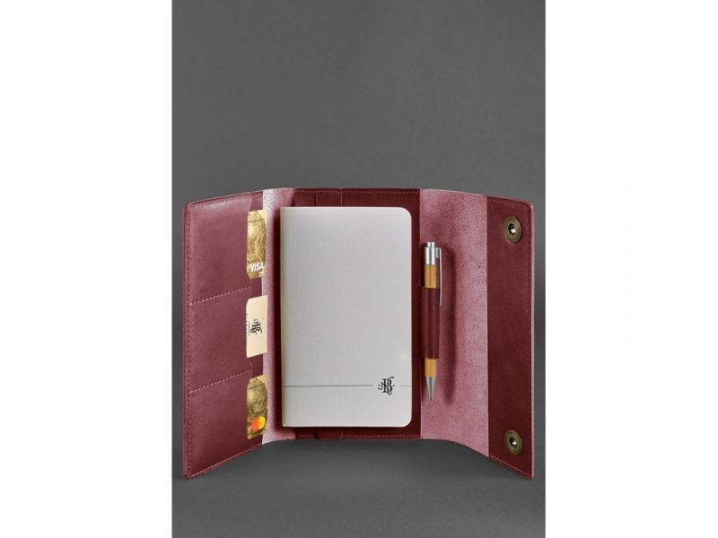 Кожаный блокнот (Софт-бук) 5.0 бордовый, фото 2