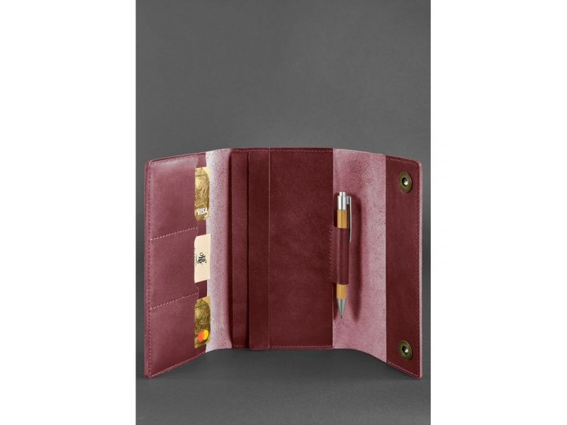 Кожаный блокнот (Софт-бук) 5.0 бордовый, фото 3