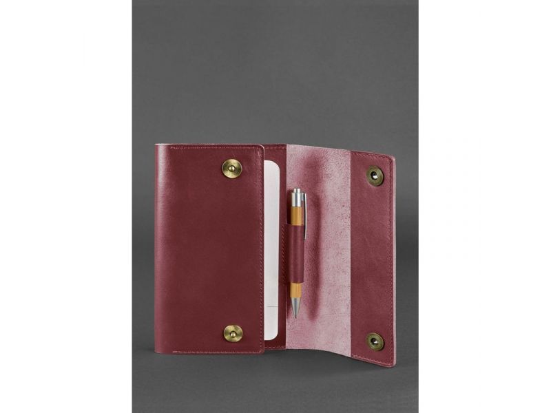 Кожаный блокнот (Софт-бук) 5.0 бордовый, фото 4