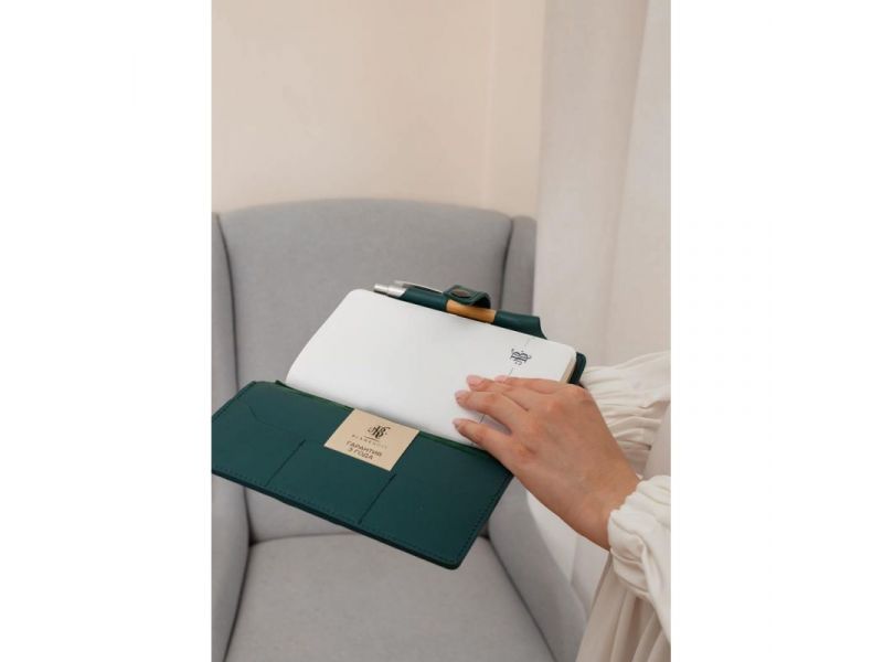 Кожаный блокнот (Софт-бук) 4.0 зеленый Краст, фото 6