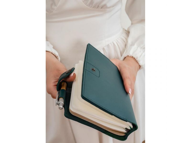 Кожаный блокнот (Софт-бук) 4.0 зеленый Краст, фото 8