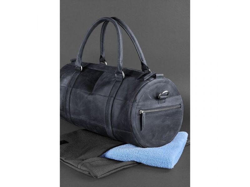 Кожаная сумка Harper темно-синяя Crazy Horse, фото 4