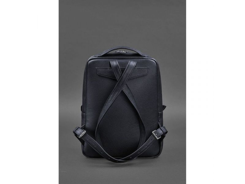 Кожаный городской женский рюкзак на молнии Cooper темно-синий флотар, фото 4