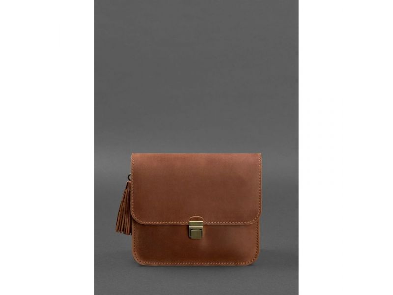 Кожаная женская бохо-сумка Лилу светло-коричневая Crazy Horse, фото 6