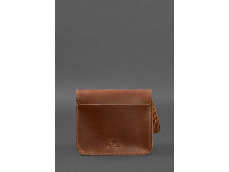 Кожаная женская бохо-сумка Лилу светло-коричневая Crazy Horse, фото 5