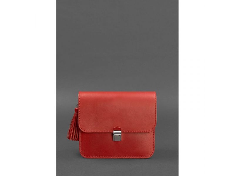 Кожаная женская бохо-сумка Лилу красная, фото 6