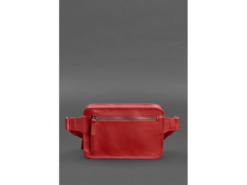 Кожаная женская поясная сумка Dropbag Mini красная, фото 4