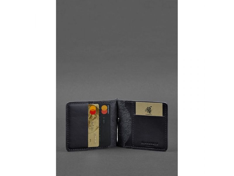 Мужское кожаное портмоне синее Краст 1.0 зажим для денег, фото 3