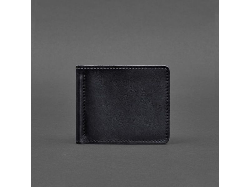 Мужское кожаное портмоне синее Краст 1.0 зажим для денег, фото 5