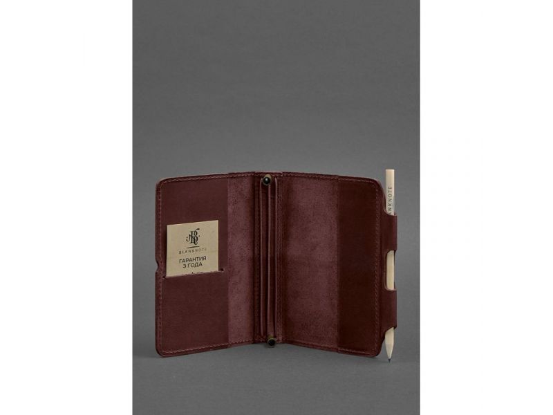 Кожаный блокнот (Софт-бук) 3.0 бордовый Crazy Horse, фото 3
