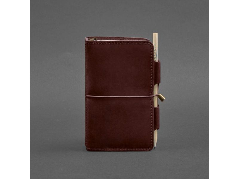 Кожаный блокнот (Софт-бук) 3.0 бордовый Crazy Horse, фото 5