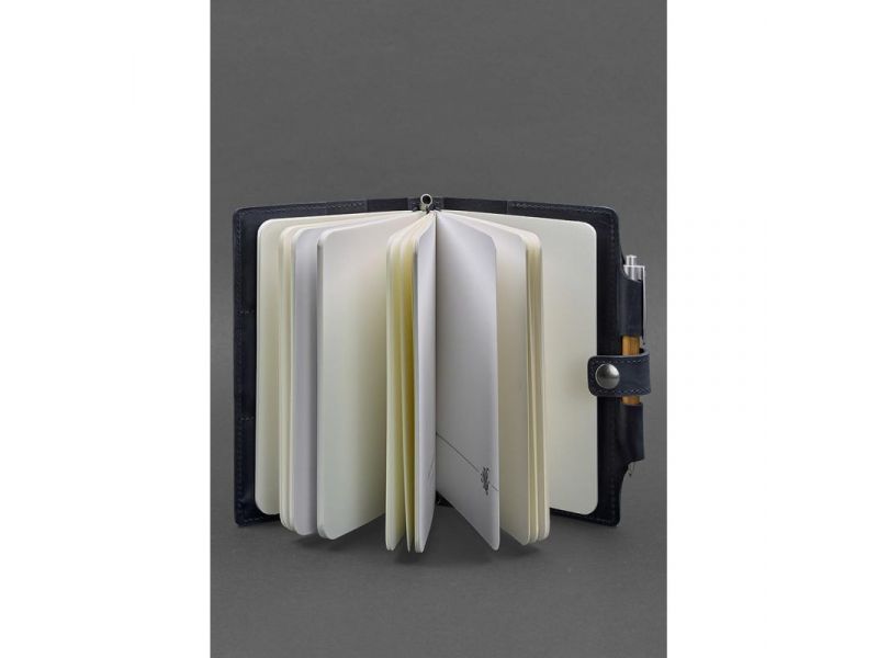 Кожаный блокнот (Софт-бук) 4.0 темно-синий Crazy Horse, фото 2