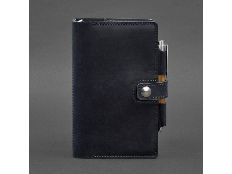 Кожаный блокнот (Софт-бук) 4.0 темно-синий Crazy Horse, фото 5