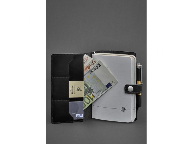 Кожаный блокнот (Софт-бук) 4.0 черный Crazy Horse, фото 2