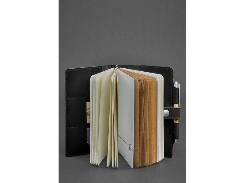 Кожаный блокнот (Софт-бук) 4.0 черный Crazy Horse, фото 3