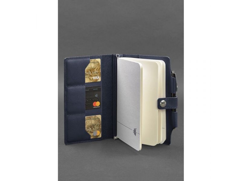 Кожаный блокнот (Софт-бук) 4.0 темно-синий Краст, фото 3