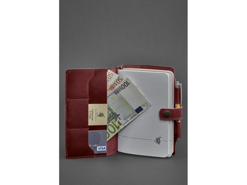 Кожаный блокнот (Софт-бук) 4.0 бордовый Crazy Horse, фото 2