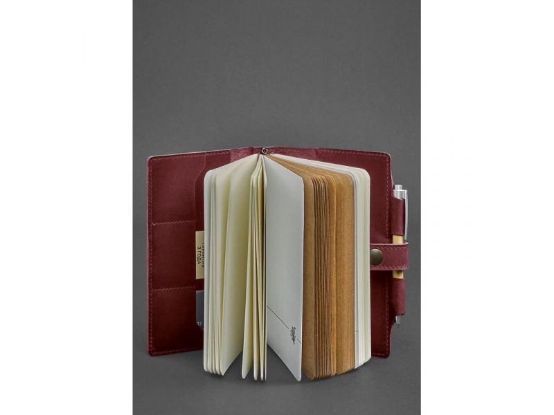 Кожаный блокнот (Софт-бук) 4.0 бордовый Crazy Horse, фото 3