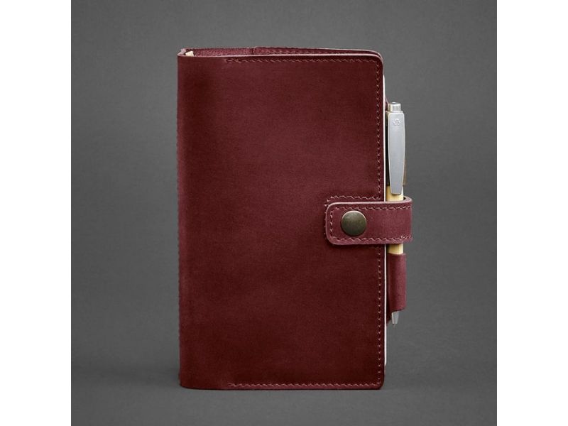 Кожаный блокнот (Софт-бук) 4.0 бордовый Crazy Horse, фото 5