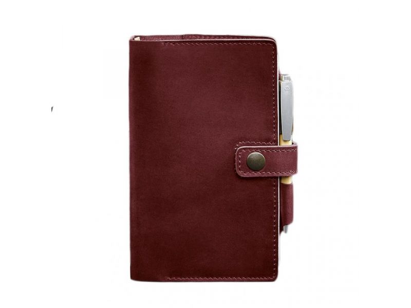 Кожаный блокнот (Софт-бук) 4.0 бордовый Crazy Horse, фото 6