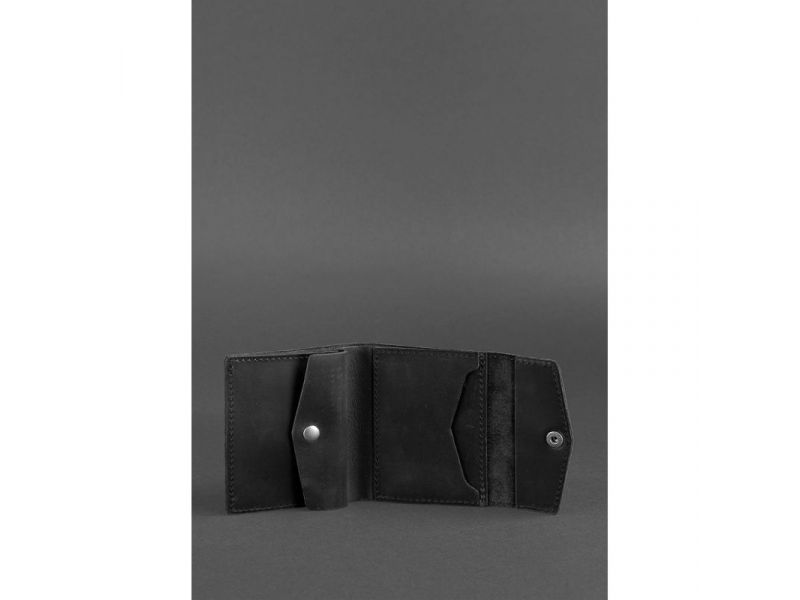 Кожаный кошелек 2.1 черный Crazy Horse, фото 3