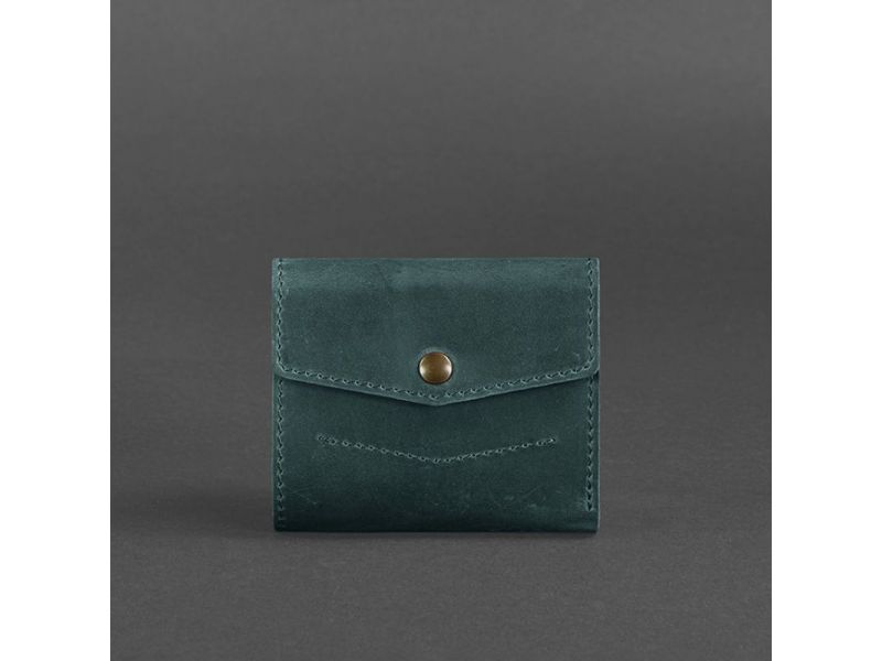 Кожаный кошелек 2.1 зеленый Crazy Horse, фото 6