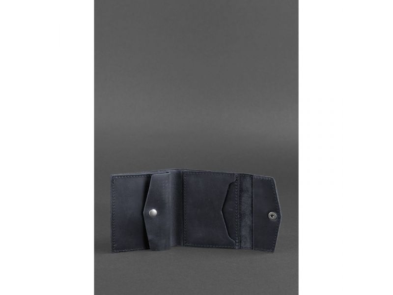 Кожаный кошелек 2.1 cиний Crazy Horse, фото 3