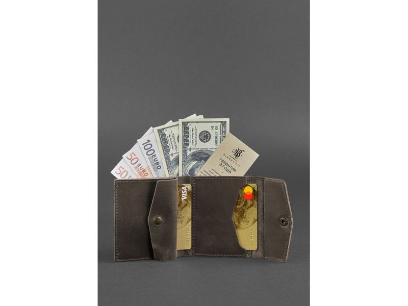 Кожаный кошелек 2.1 темно-коричневый Crazy Horse, фото 2