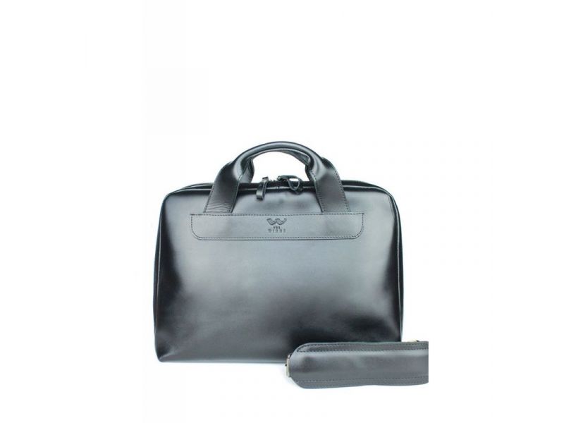 Кожаная деловая сумка Attache Briefcase черный, фото 1