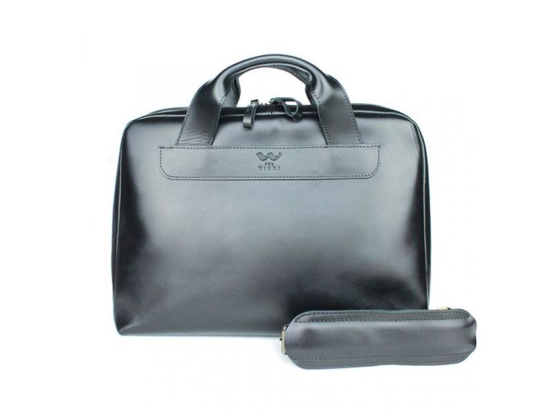 Кожаная деловая сумка Attache Briefcase черный, фото 2