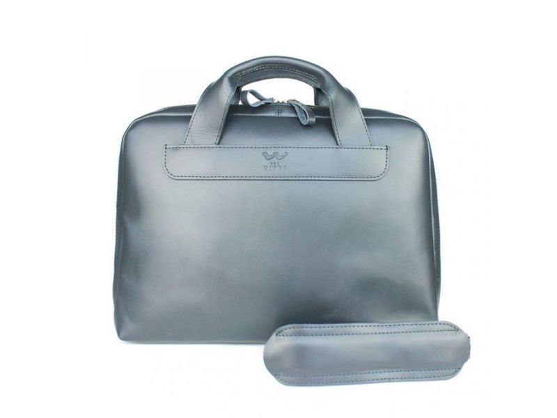Кожаная деловая сумка Attache Briefcase синий, фото 4