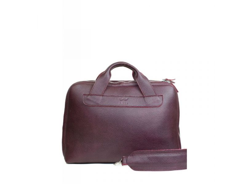 Кожаная деловая сумка Attache Briefcase бордовый флотар, фото 1