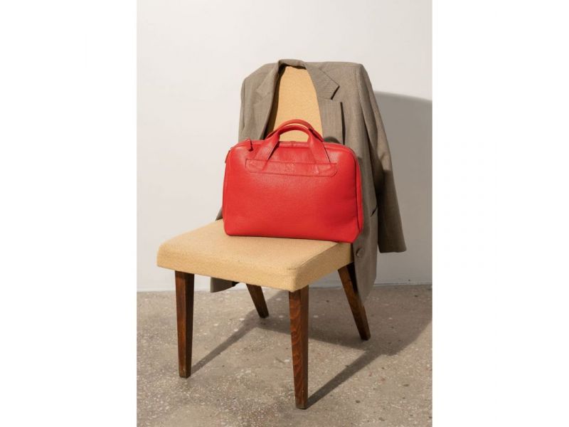 Кожаная деловая сумка Attache Briefcase красный флотар, фото 1
